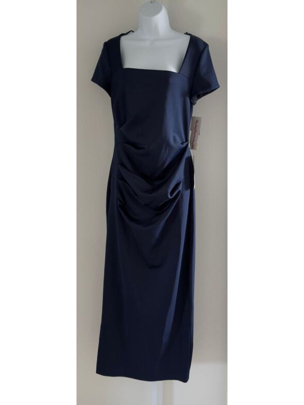 Betsy & Adam Navy Scuba Square Neck Open Back Dress Petite Women Size 10P